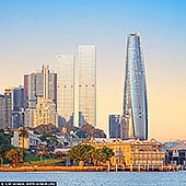 australia stock photography | Bright Sunrise over Millers Point and Barangaroo, Sydney, New South Wales, Australia, Image ID AU-SYDNEY-BARANGAROO-0007. Sunrise over Sydney paints a breathtaking scene, with the warm glow illuminating Millers Point, skyscrapers in Barangaroo, and the Crown Casino. The early light casts a golden hue across the bustling harbour, highlighting the sleek skyline and tranquil waters in a perfect start to the day. The city wakes up in vibrant hues, reflecting off the shimmering waves and casting long shadows that dance across the waterfront. It's a stunning reminder of Sydney's unique charm and beauty.