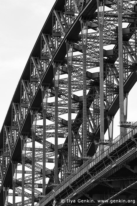 australia stock photography | Sydney Harbour Bridge Details in Black and White, Sydney, New South Wales (NSW), Australia, Image ID AU-SYDNEY-HARBOUR-BRIDGE-0218