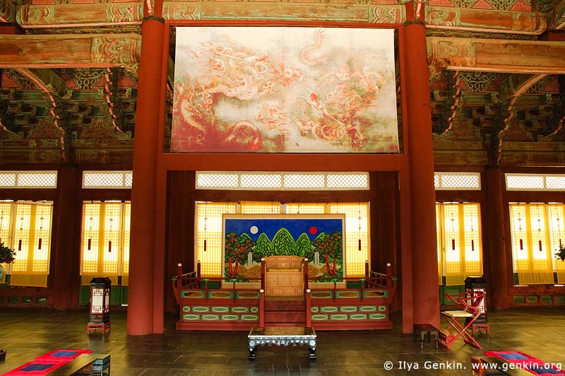  stock photography | The Throne at Sajeongjeon Hall at Gyeongbokgung Palace in Seoul, South Korea, Seoul, South Korea, Image ID KR-SEOUL-GYEONGBOKGUNG-0004