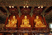  stock photography | Three Golden Buddha Statues Inside Jogyesa Temple in Seoul, South Korea, Gyeonji-dong, Jongno-gu, Seoul, South Korea, Image ID KR-SEOUL-JOGYESA-0007. 