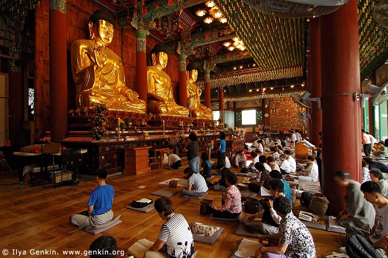  stock photography | In Prayer for Buddha Inside Jogyesa Temple in Seoul, South Korea, Gyeonji-dong, Jongno-gu, Seoul, South Korea, Image ID KR-SEOUL-JOGYESA-0009