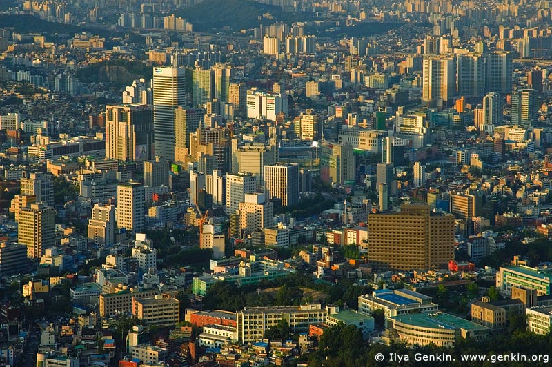  stock photography | Seoul city at Dusk, The view from N Seoul Tower in Seoul, South Korea provides a breathtaking 360 degree view of the city., Image ID KR-SEOUL-NAMSAN-0004