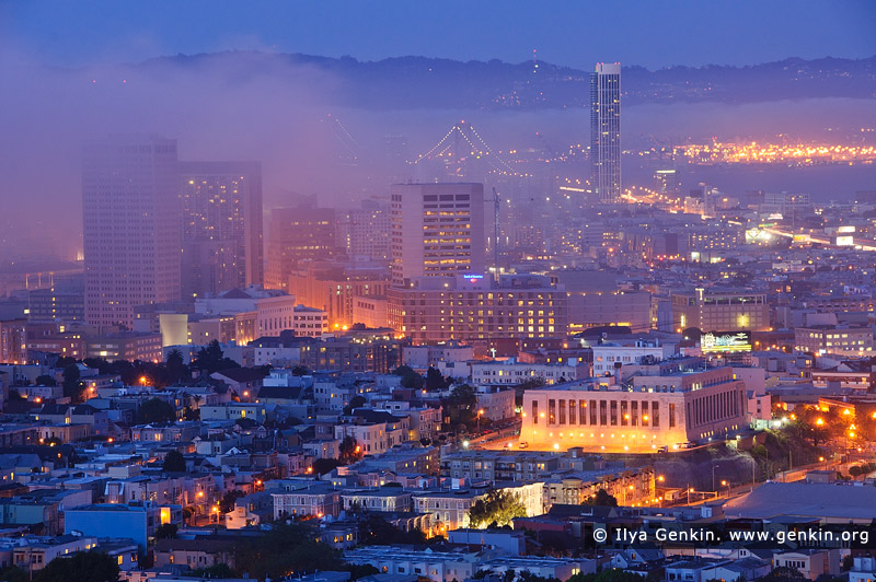 San Francisco in Fog from Corona Heights Park, San Francisco, California, USA