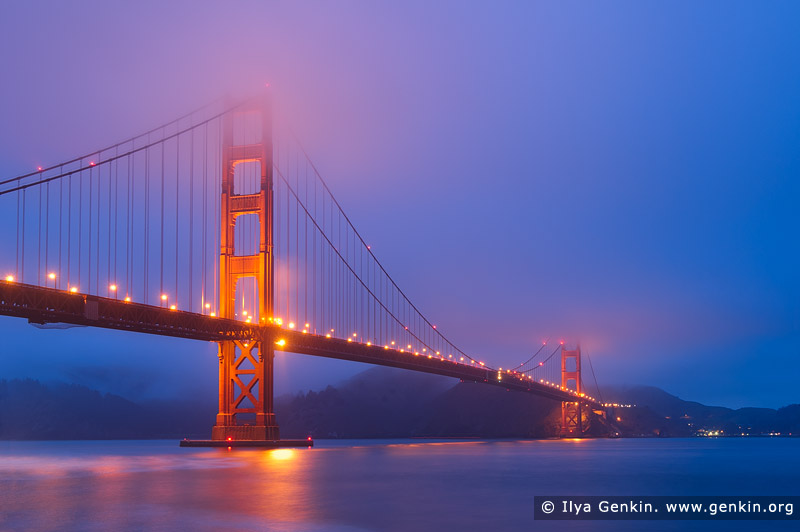 usa stock photography | The Golden Gate Bridge Early in the Morning, San Francisco Bay, California, USA, Image ID US-SAN-FRANCISCO-GOLDEN-GATE-0001