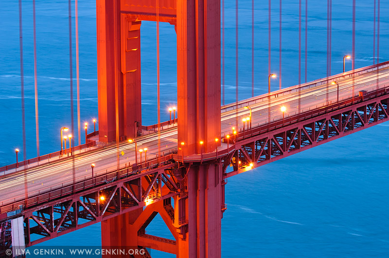 Close-up View of The Golden Gate Bridge, San Francisco Bay, California, USA