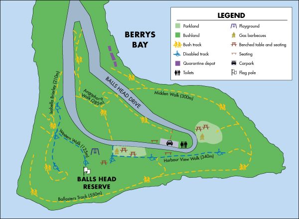 Balls Head Map, North Sydney, New South Wales, Australia