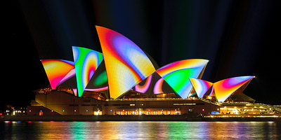 The Sydney Opera House from Overseas Passenger Terminal during Vivid Sydney Festival